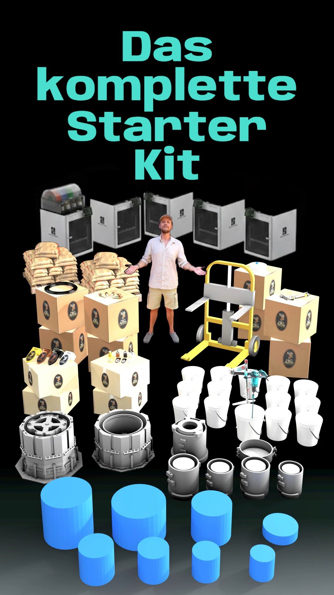 Starter kit and tools neatly arranged